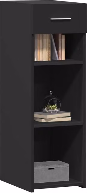 Berkfield Home Modern Black Matt Sideboard in MDF, W/D/H: 30 x 42.5 x 93 cm