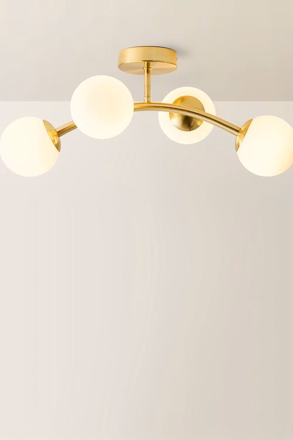 ValueLights Jas 4 Way Ceiling Light in Gold and White with Opal Glass Sphere Shades and LED Bulbs – 2