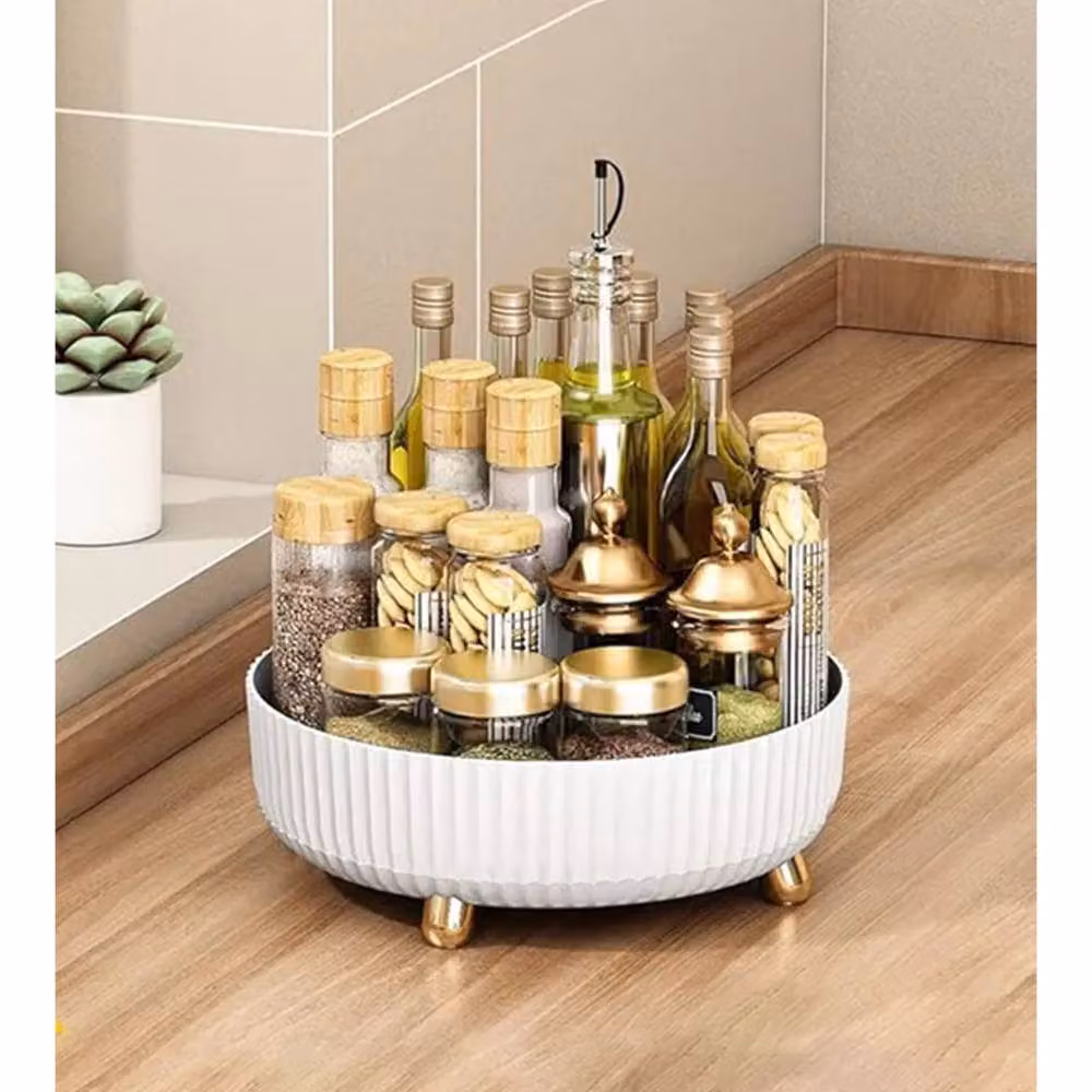 Dragodirect 360 Rotating Storage Rack Turntable Organizer in White – 3