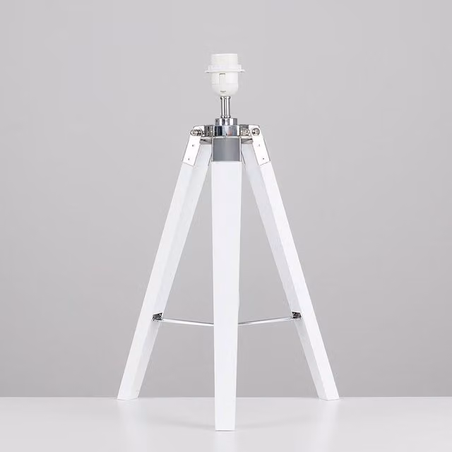ValueLights Clipper Tripod Table Lamp Base in White and Silver