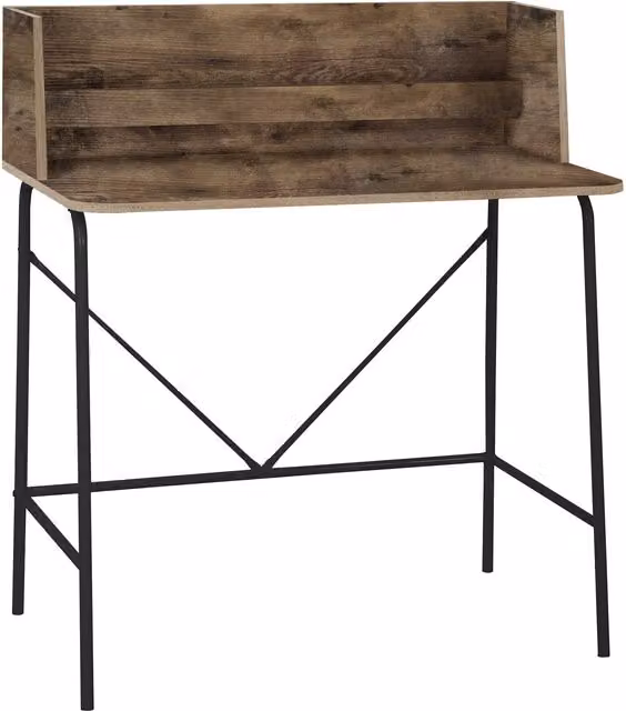 Nordlys Industrial Wood Computer Desk in Brown and Black – 1