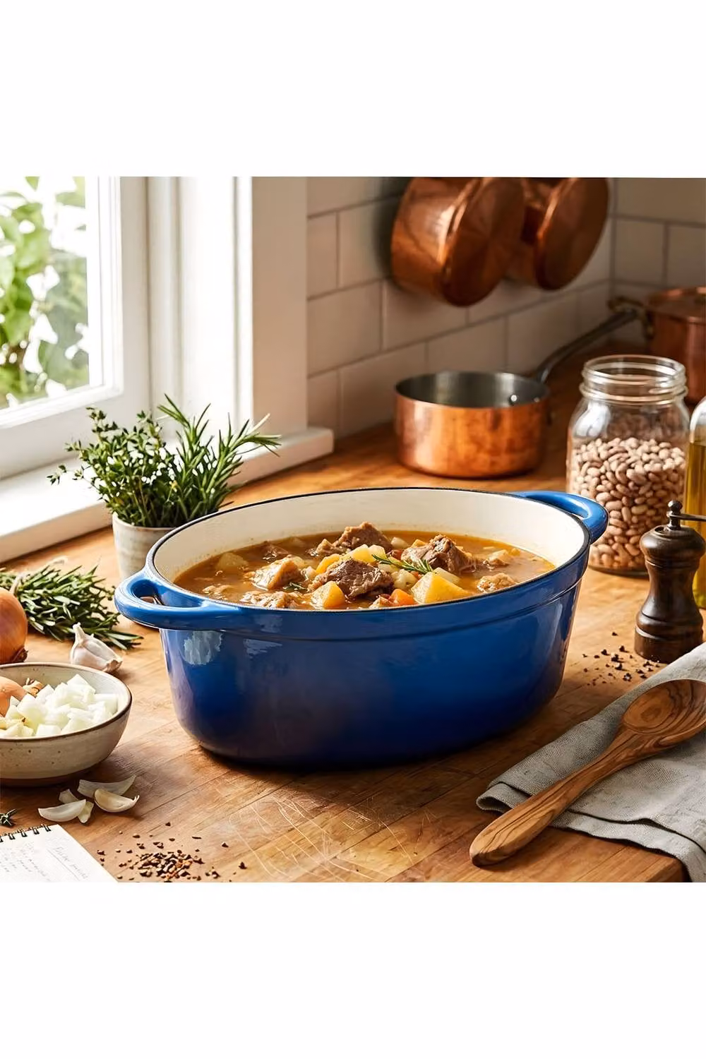 Living and Home 4.6 l Enamelled Cast Iron Dutch Oven Casserole in Blue – 4