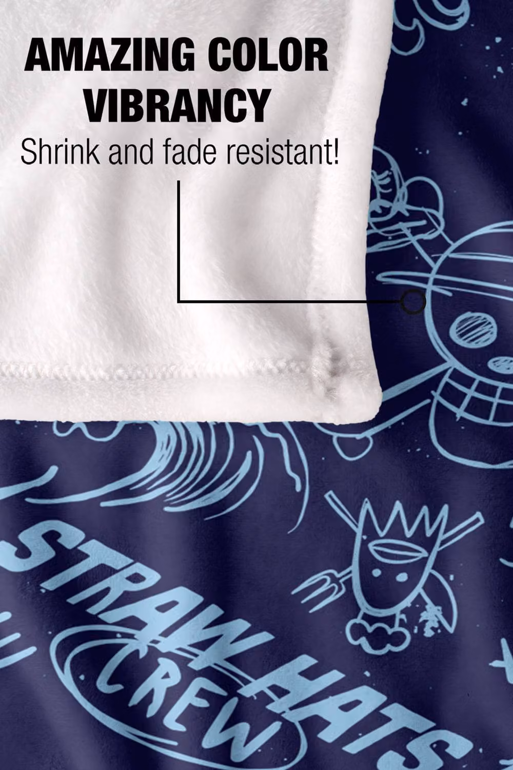 Netflix One Piece Straw Hat Crew Doodles Super Soft Multicolour Throw Blanket, Large – 3