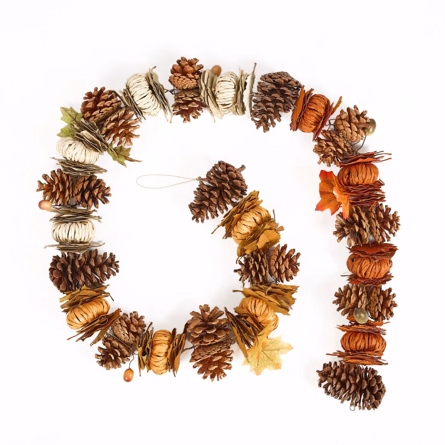 Dibor Traditional Pumpkin Patch Autumn and Winter Floral Garland in Orange, Brown, Green and Yellow, Length: 168 cm – 2