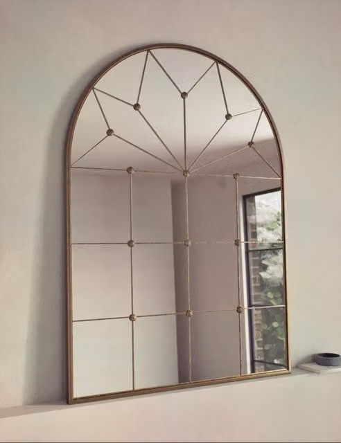 M&S Metal Medium Arch Wall Mirror in Gold