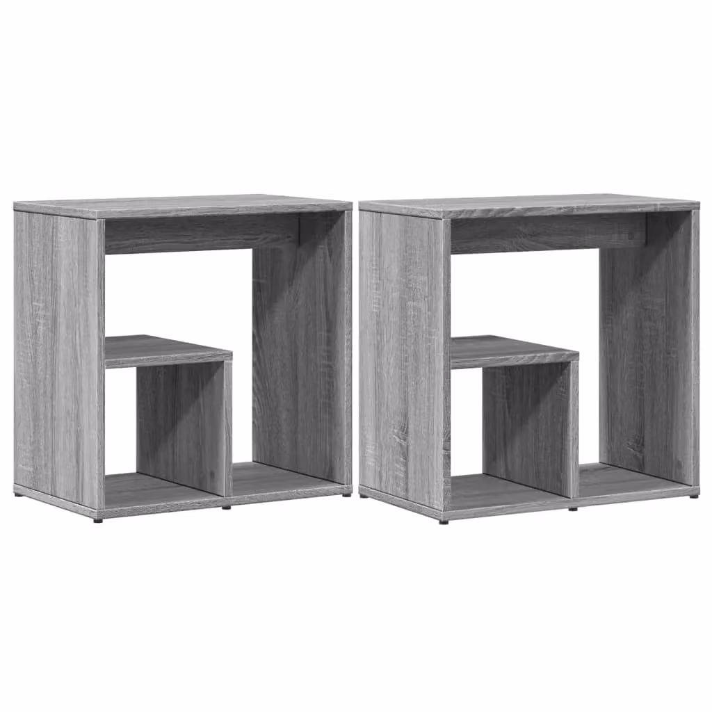 Berkfield Home Set of 2 Grey Sonoma Side Tables in Engineered Wood, W/D/H: 50 x 30 x 50 cm – 2