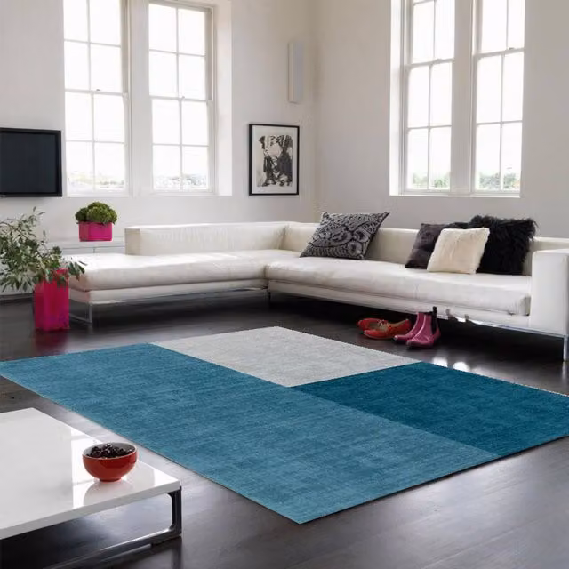 The Rug Shop UK Teal Geometric Wool Rug, W: 200 cm, D: 300 cm – 1