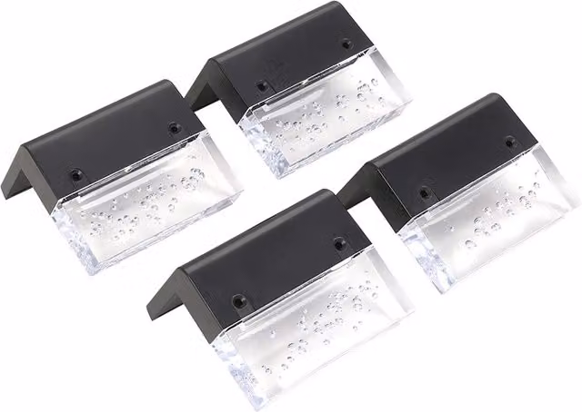 Livingandhome Set of 4 Solar-Powered RGBW Outdoor Wall Lights in Black