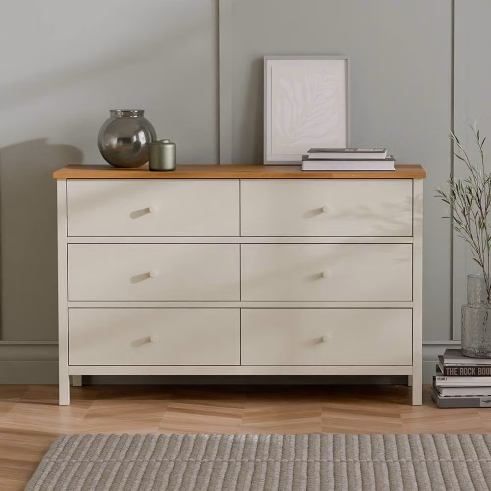 Cheshire Premium Ridgeway 6 Drawer Chest in Ivory and Oak – 2