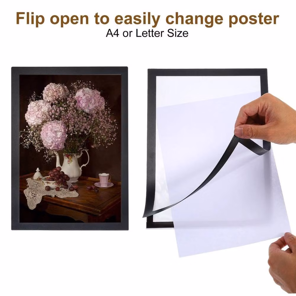 FLAVORA 12 Pack Black Magnetic Rectangular Display Picture Frames – 5