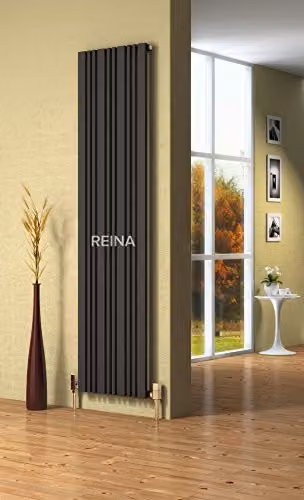 Reina Bonera Vertical Steel Radiator, Anthracite Grey, H 180 x W 45.6 cm – 1