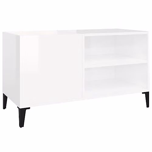 vidaXL Record Cabinet in High Gloss White, W: 84.5 cm, D: 38 cm, H: 48 cm – 1