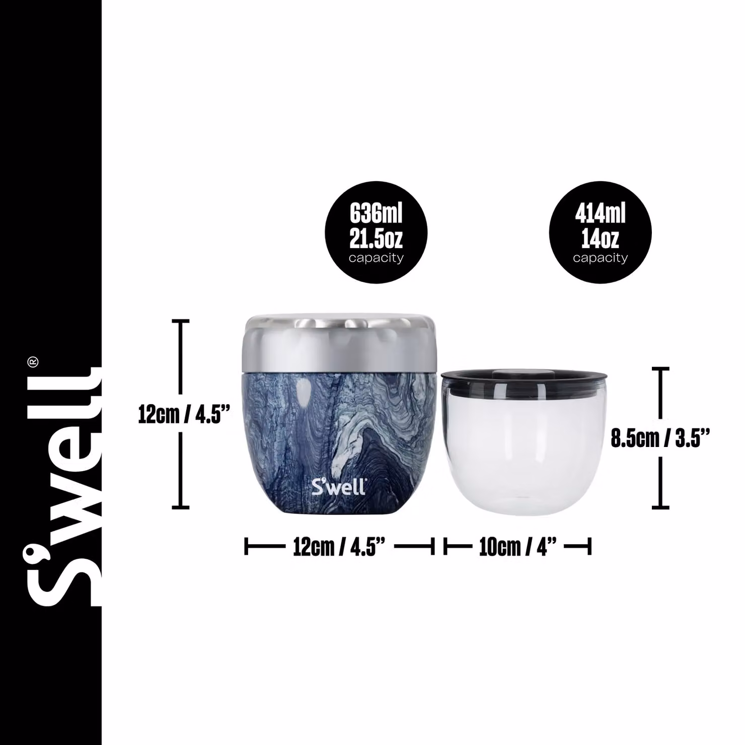 S'well Azurite Marble Eats 2-in-1 Insulated Stainless Steel Food Bowl in Blue – 3