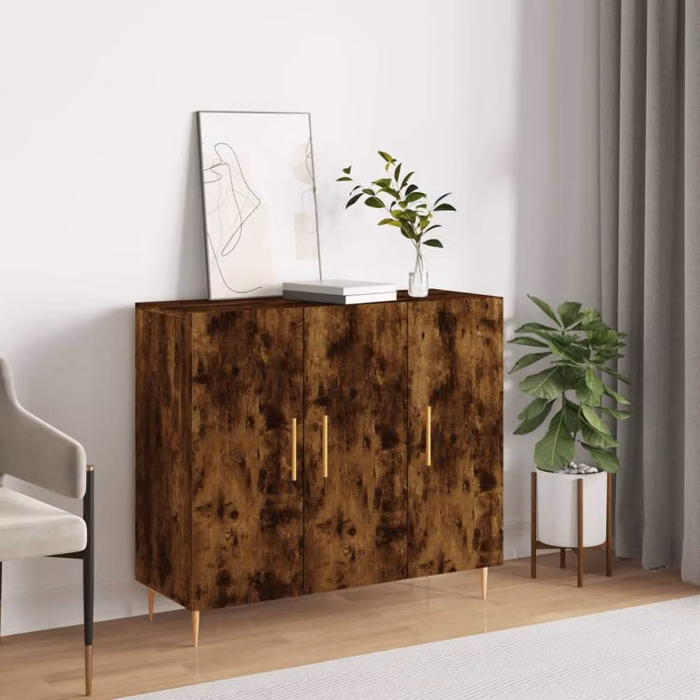 Berkfield Home Smoked Oak Sideboard in Brown, W/D/H: 90 x 34 x 80 cm – 2