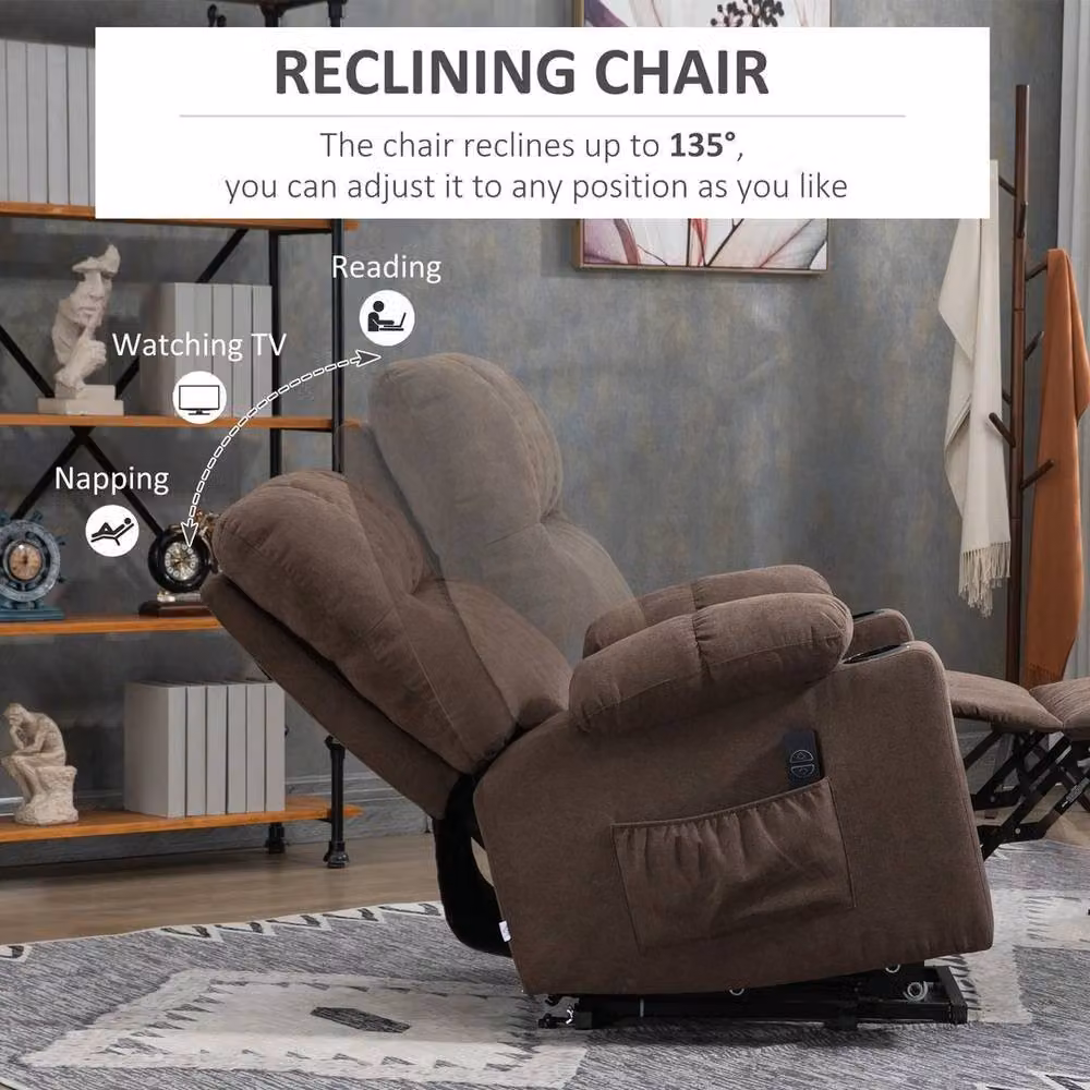 FORGEVIO Heavy Duty Powered Riser Recliner Chair Lift for Seniors in Brown Fabric – 6
