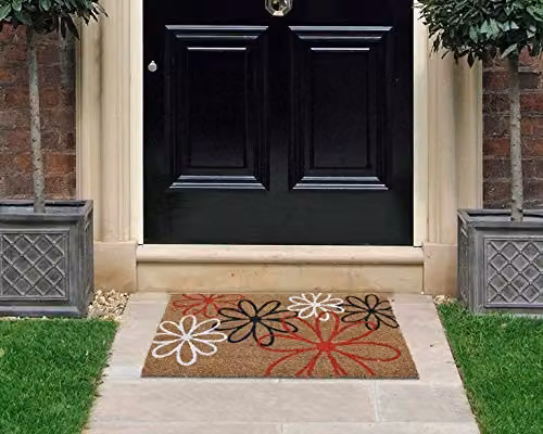 Coco&Coir Bloom Three Natural Coir Door Mat, Beige and Brown, W: 75 cm, D: 45 cm, H: 1.5 cm – 2