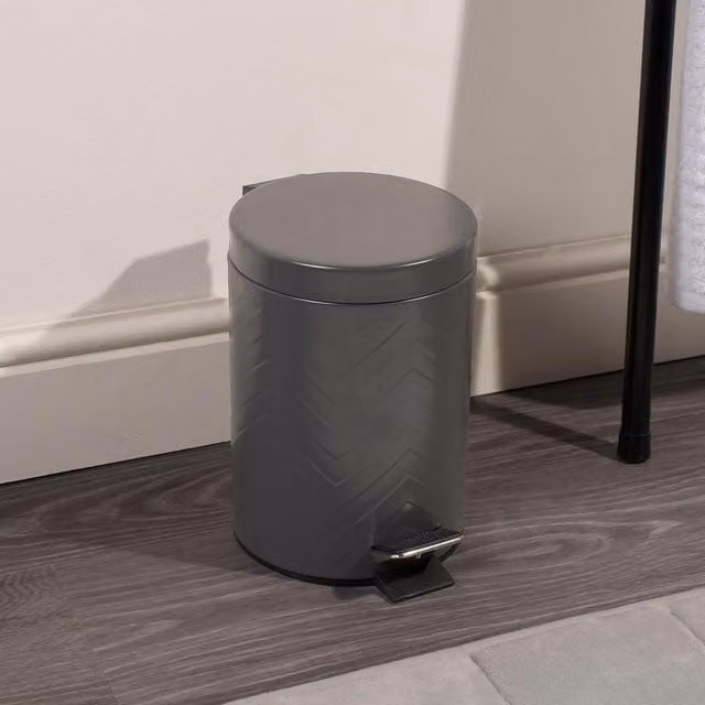 OHS Compact Pedal Kitchen Rubbish Bin with Soft Close and Removable Inner Bucket, White or Grey