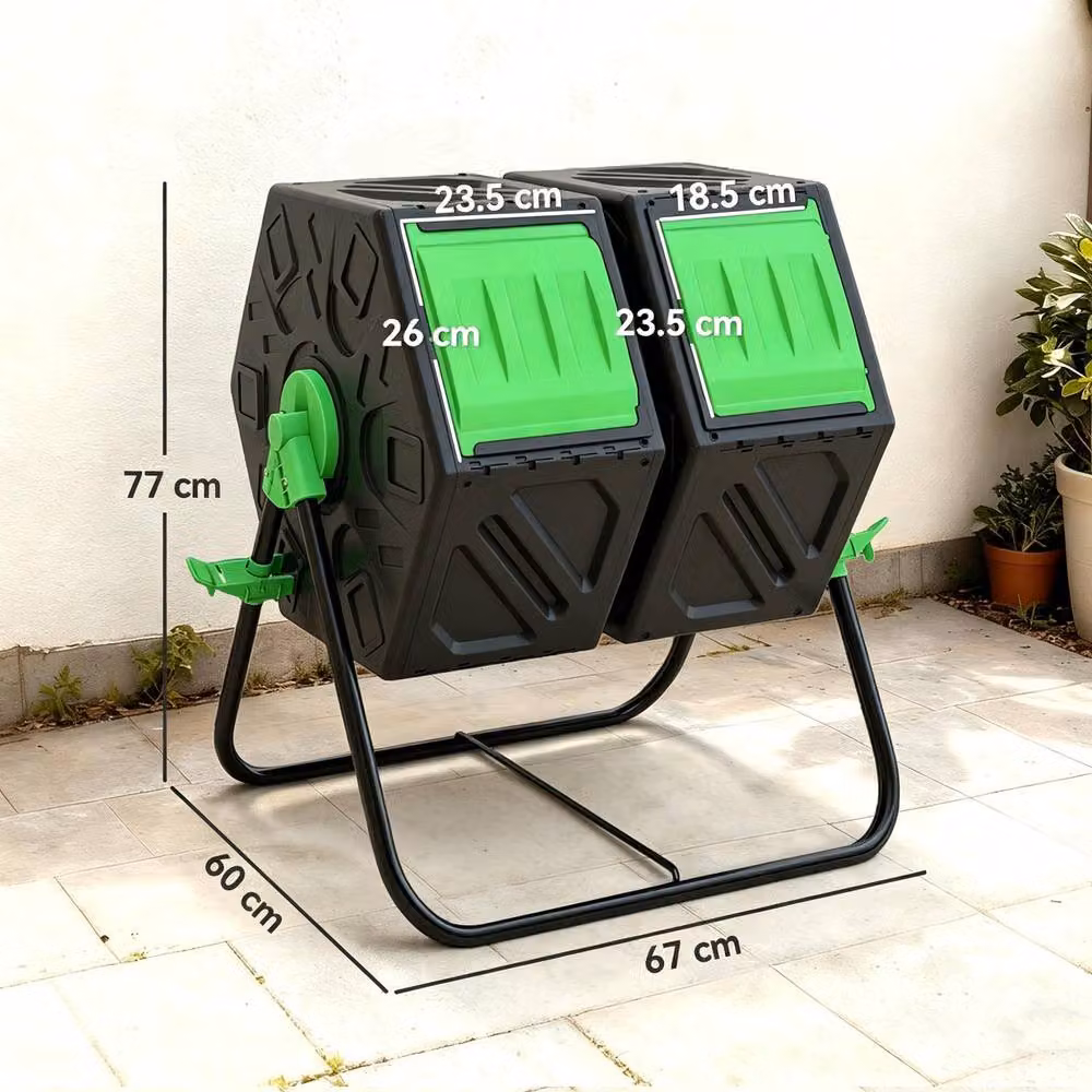 STILVORA 130L Double Chamber Rotating Compost Bin in Black – 3