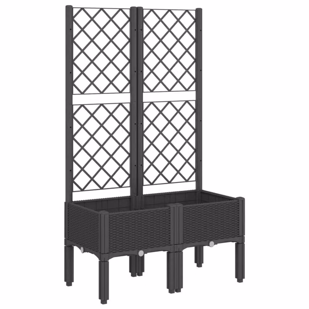 Berkfield Home Garden Planter with Trellis in Black, W: 80 cm, D: 40 cm, H: 142 cm – 2