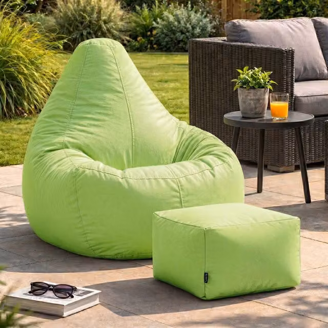 Bean Bag Bazaar icon Gaming Recliner Indoor and Outdoor Bean Bag with Footstool in Green