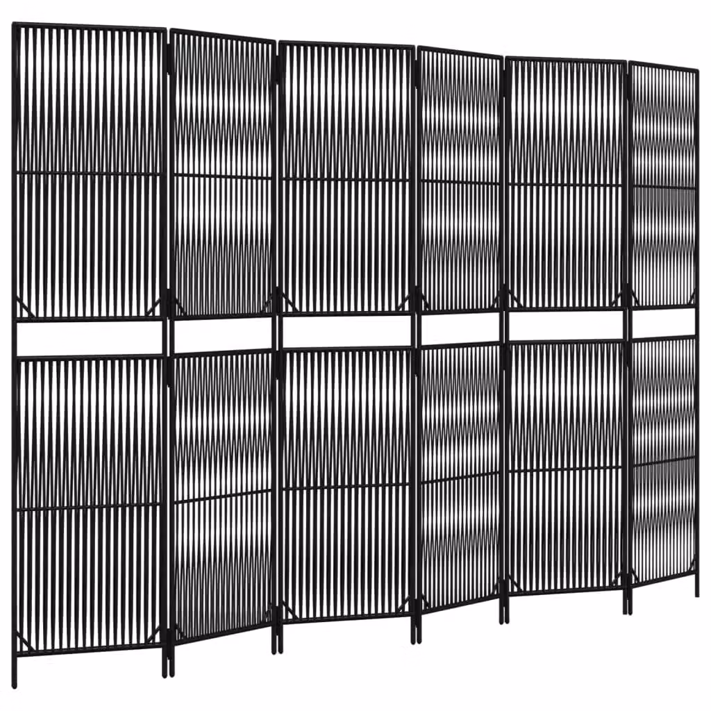 Berkfield Home 6 Panel Black Poly Rattan and Steel Room Divider – 2