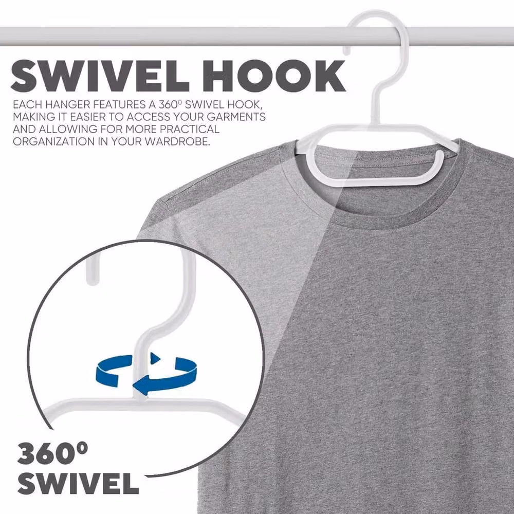 Kelvenix 20 Pack White Non-Slip Plastic Clothes Hangers with Swivel Hook – 2