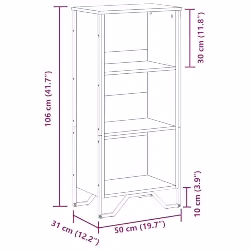 vidaXL Modern Freestanding Bookcase in Brown, W/D/H: 50 x 31 x 106 cm – 2