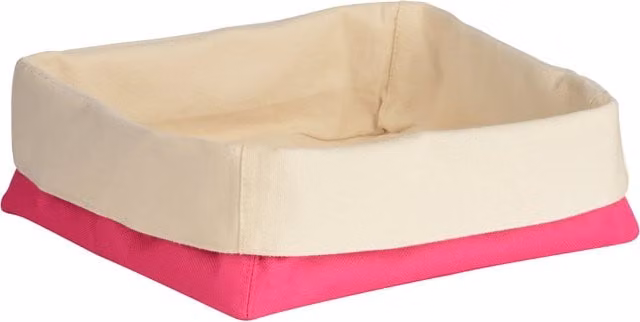 Orsina Large Handwoven Rectangular Willow Bread Basket with Pink and Cream Fabric Liner