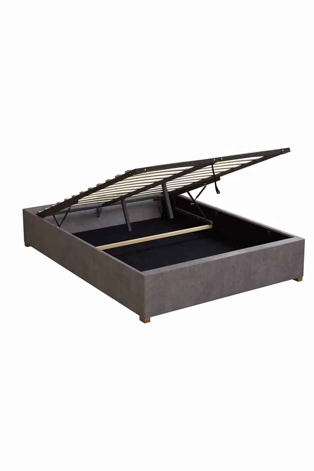 Aspire Upholstered Platform Ottoman Bed Frame in Grey Plush Velvet, W/D/H: 120 x 200 cm – 4