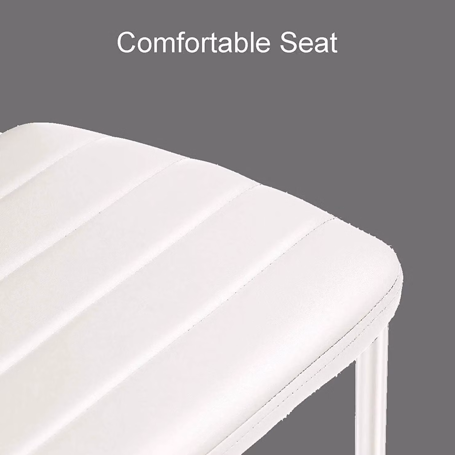 KOSY KOALA Set of 6 Modern White Synthetic Leather Dining Chairs with Black Metal Frame – 2