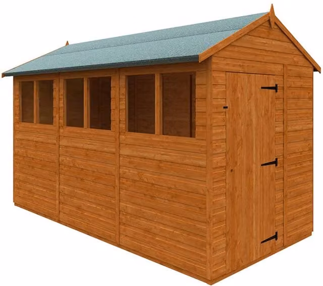 Buttercup Farm 12x6 Flex Apex Gable Wooden Play House in Burnt Orange and Grey, W175 x D353.8 x H213.5 cm