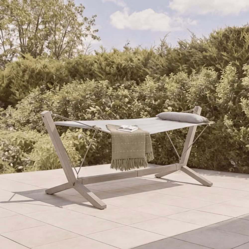 Leisure Grow Savannah Birch Wood Effect Hammock with Stand in Grey