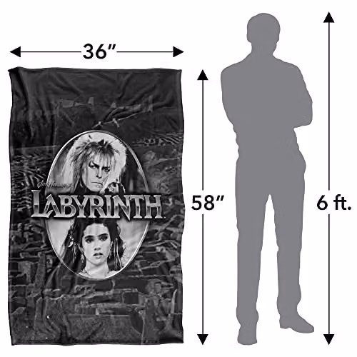 LOGOVISION Jim Henson Labyrinth Silver Portrait Maze Super Soft Fleece Throw Blanket, W/D/H: 91 x 147 cm – 4