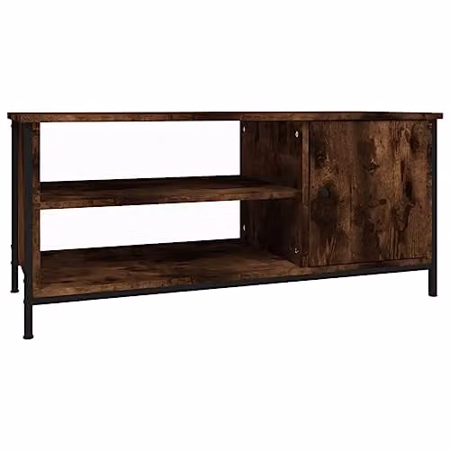 vidaXL Industrial TV Cabinet in Smoked Oak, W/D/H: 100 x 40 x 45 cm