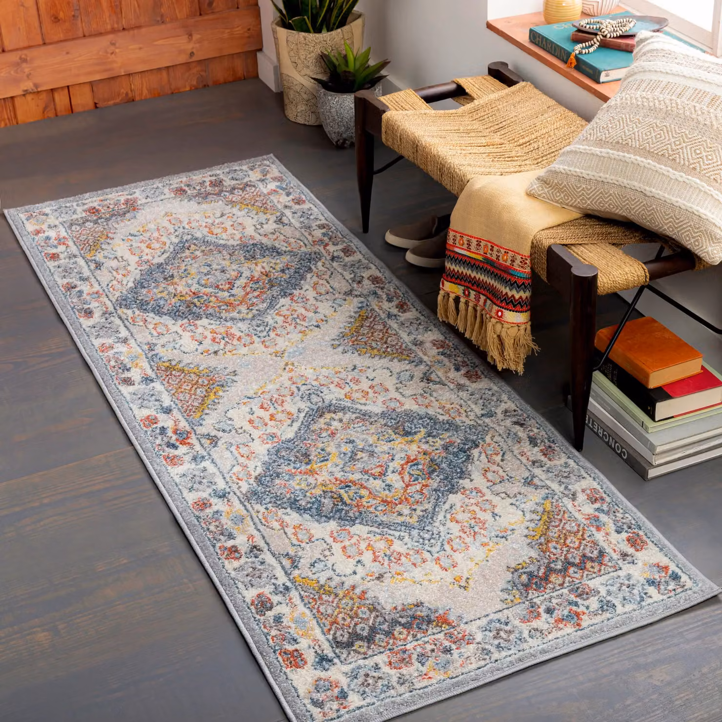 Livabliss Ankara Vintage Boho Oriental Rug in Grey, Taupe and Blue, W: 80 cm, L: 220 cm – 6
