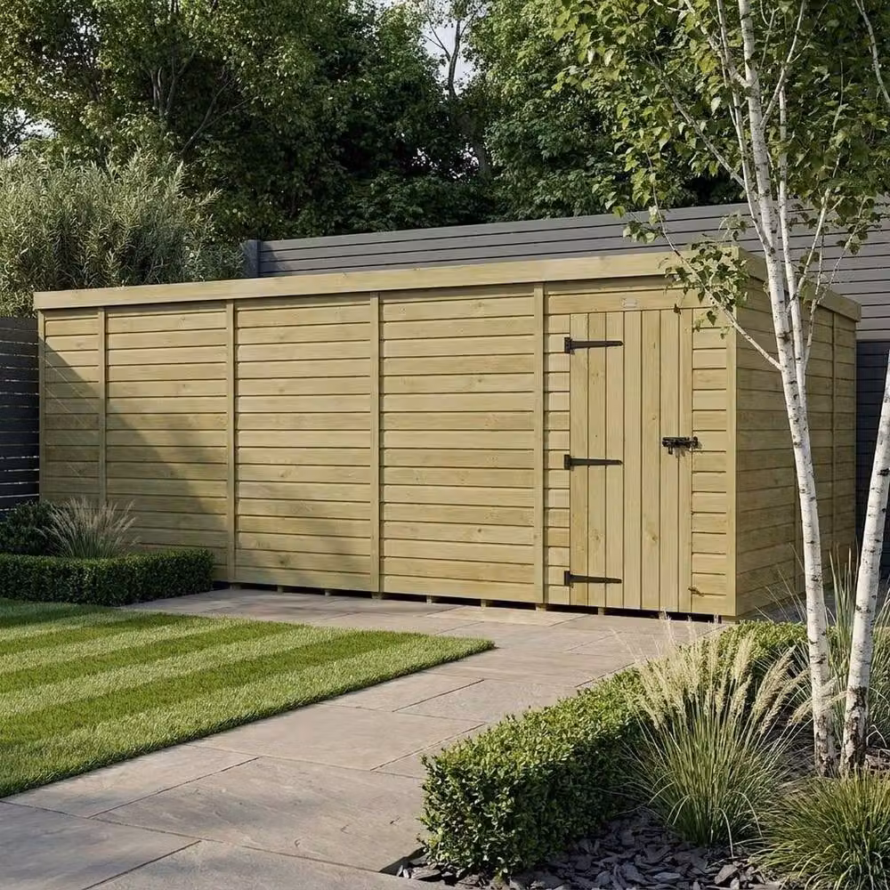 Buttercup Farm Pent Garden Shed in Brown Timber with Single Door and No Windows W/D/H: 548.64 x 274.32 x 210 cm – 2