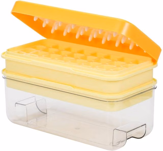 NESTLUNE Orange 64 Grid Ice Cube Tray with Snap Lid, W: 100 cm, D: 60 cm