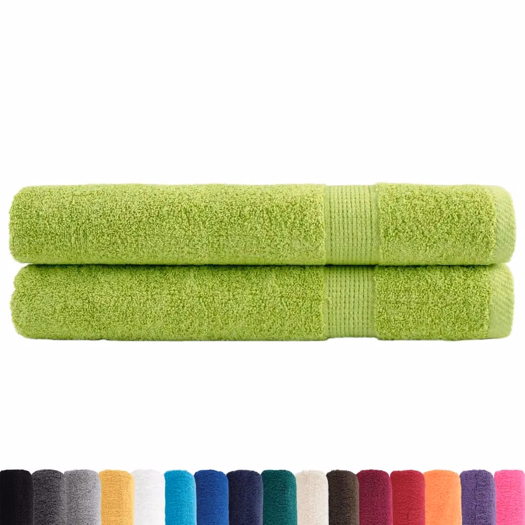 Berkfield Home SOLUND Premium Cotton Terry Towels, 2 Pack, Apple Green, W: 100 cm, L: 200 cm, 600 gsm – 2
