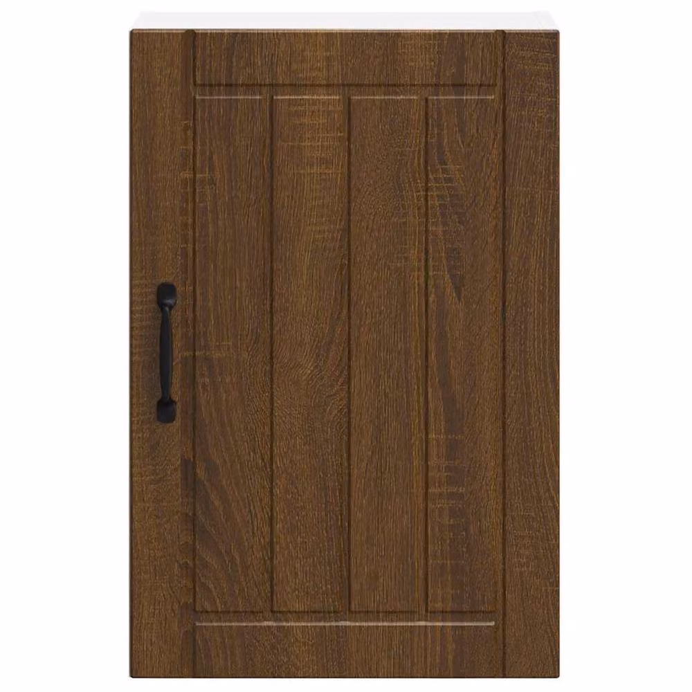 Berkfield Home Lucca Kitchen Wall Cabinet in Brown Oak with Glass Doors – 4
