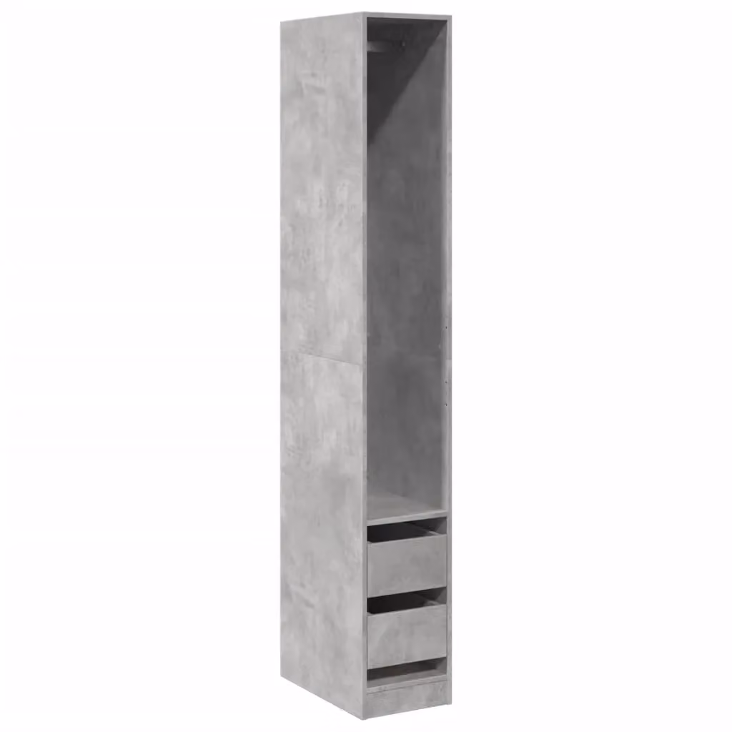 Berkfield Home Minimalist Wardrobe in Concrete Grey with Hinged Doors and Internal Drawers, W/D/H: 30 x 50 x 200 cm – 2