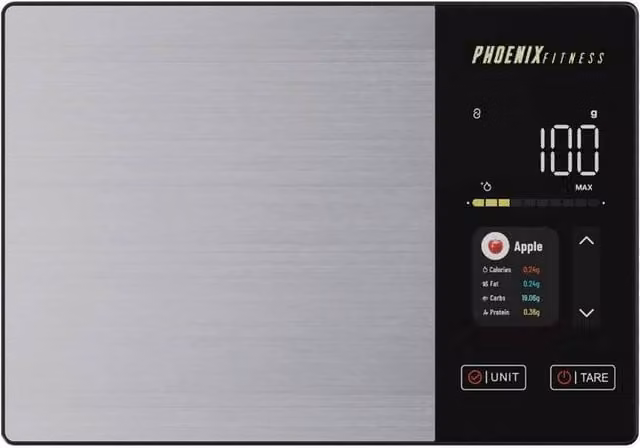 Phoenix Fitness Smart Bluetooth Food Scale with Nutrition Tracker in Black