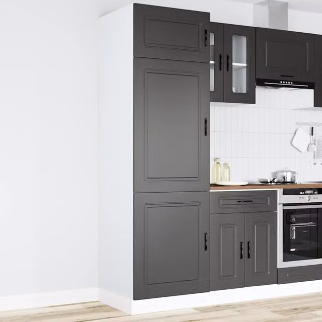 Berkfield Home Porto Modern Black Matt Kitchen Wall Unit with Hinged Doors and Internal Shelves