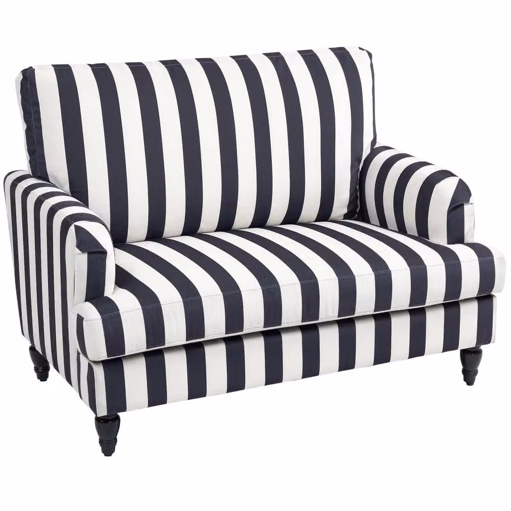 Wyld Haus Yosefi Black and White Striped Velvet Cuddle Chair with Armrests – 2