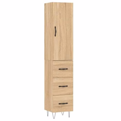 vidaXL Modern Highboard in Brown with Hinged Doors and Internal Shelves, W/D/H: 34.5 x 34 x 180 cm