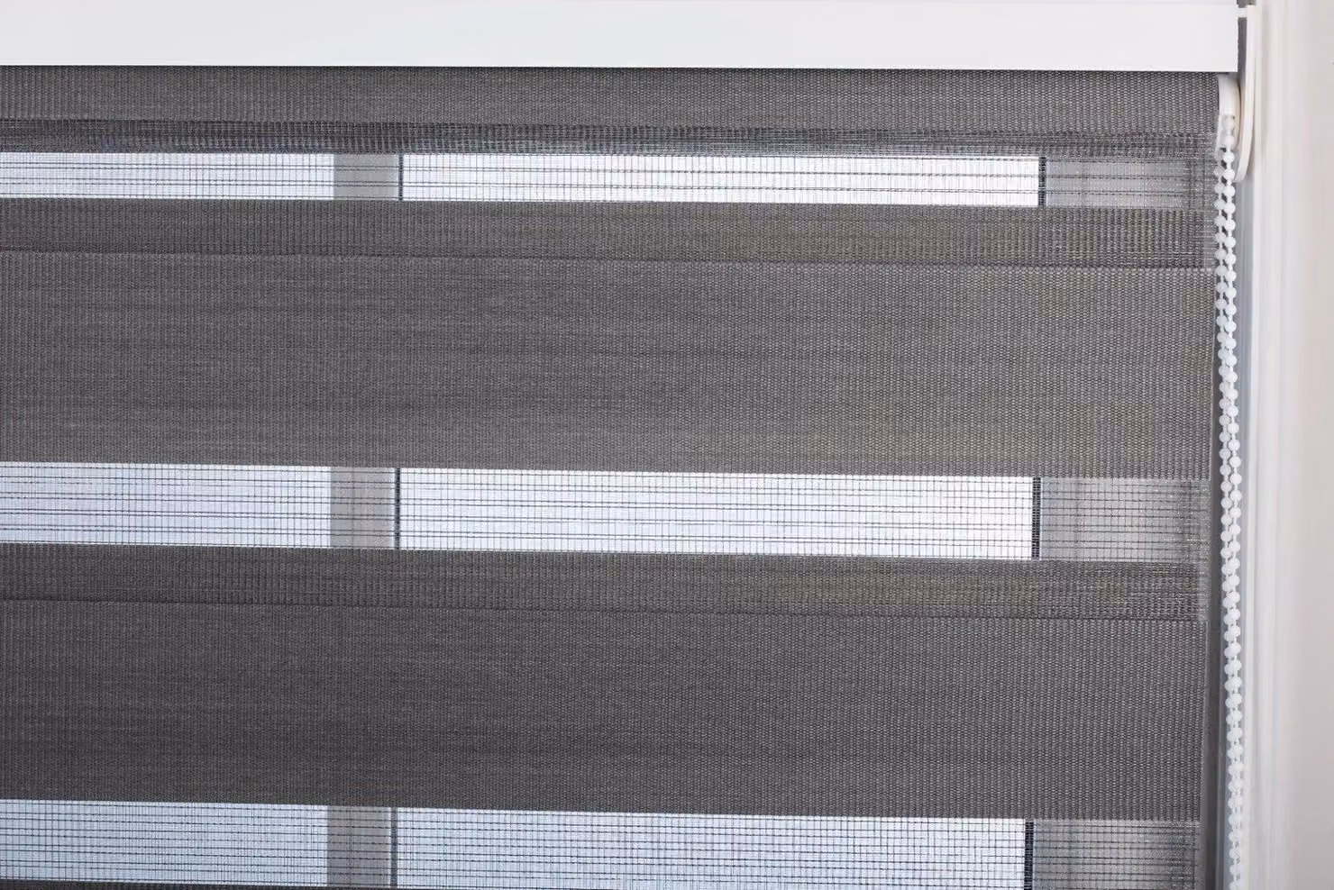 Furnished Dark Grey Day and Night Zebra Roller Blinds with Thermal Insulating Dual Layer Polyester Fabric – 2