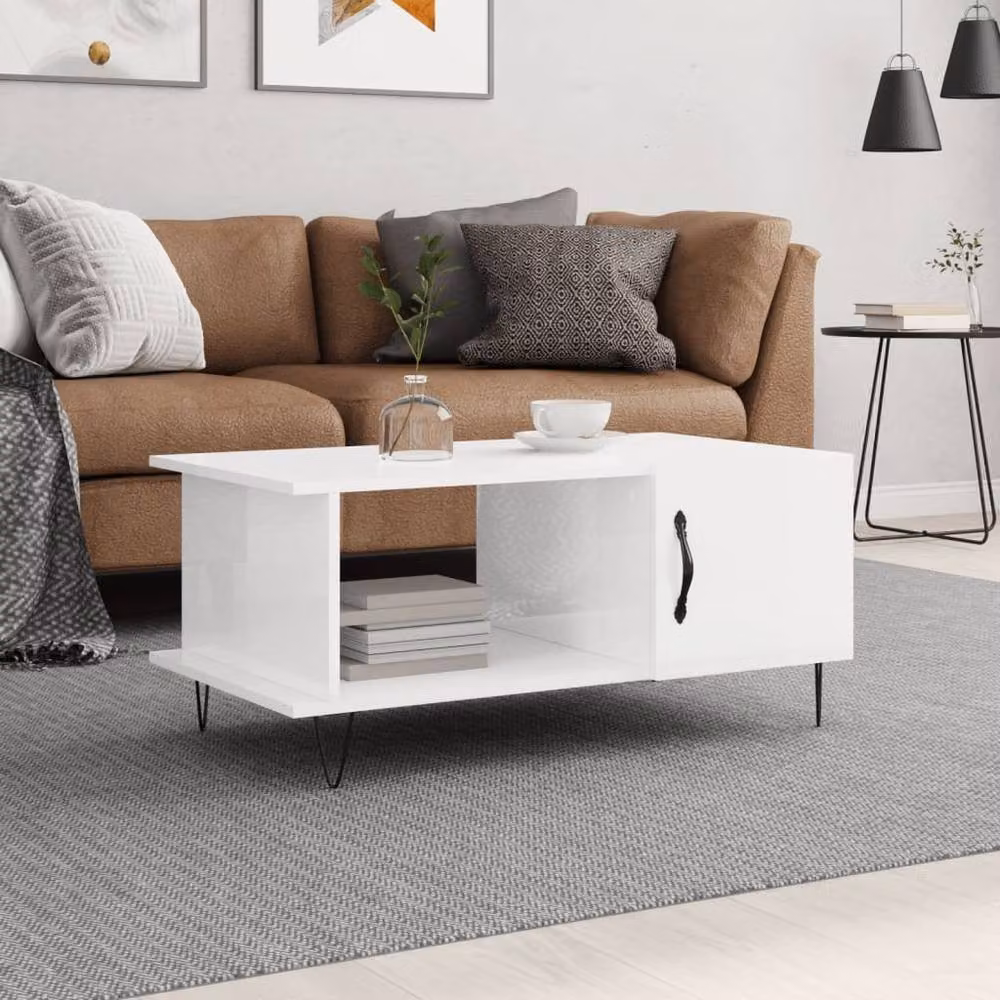 Berkfield Home Modern High Gloss White Coffee Table W/D/H: 90 x 50 x 40 cm – 2