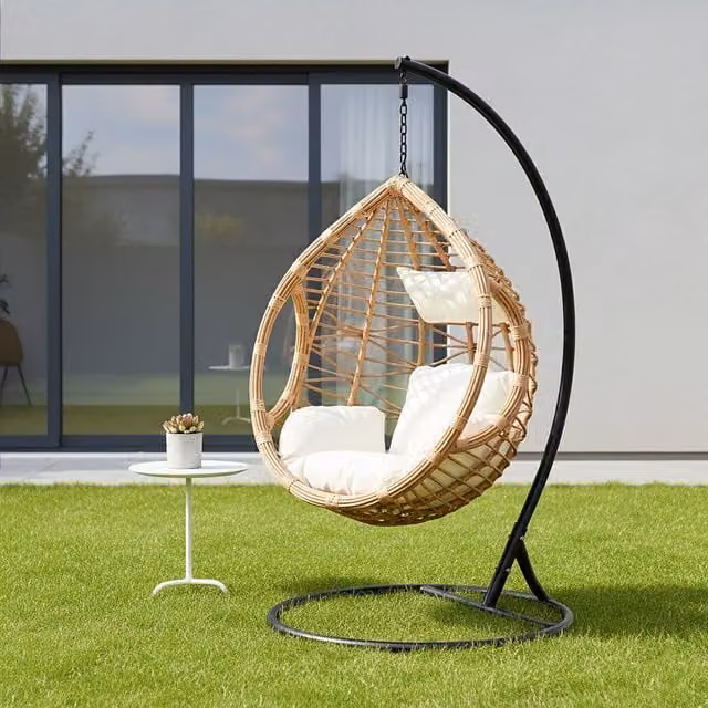 Orsina Modern Rattan Effect Hanging Chair in Brown and Black