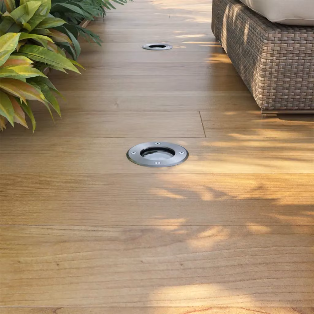 Berkfield Home Outdoor LED Ground Recessed Lights, 3 Piece Round Set in Silver – 2