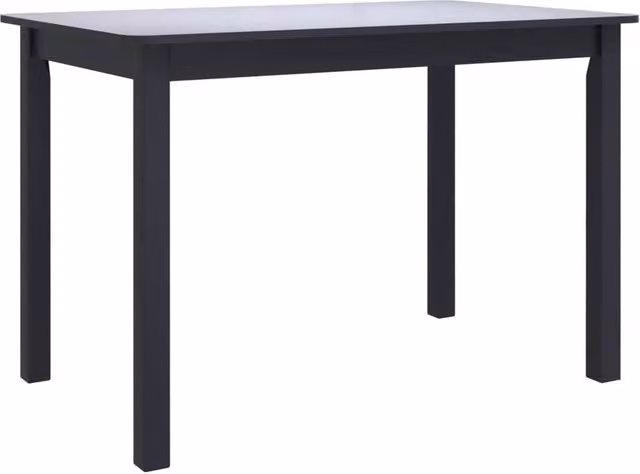 Berkfield Home Modern Black Rectangular Dining Table in Solid Rubberwood, W/D/H: 114 x 71 x 75 cm