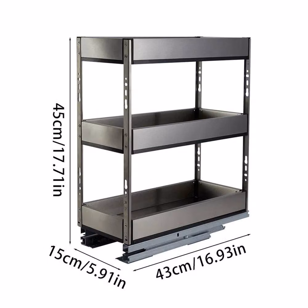 PAWNORA Silver Aluminum Pull Out Kitchen Basket, Width: 15 cm – 2